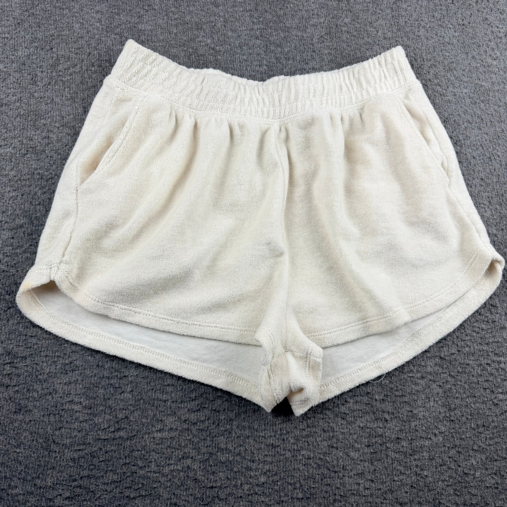 H&M Divided Women's Size S Basic Terry Cloth Shorts Cream Off White Lounge Beach